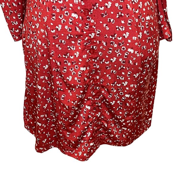 Trixxi Womens Dress Large Red Floral Ruched V Neck 3/4 Sleeve Summer Dressy - Picture 5 of 12